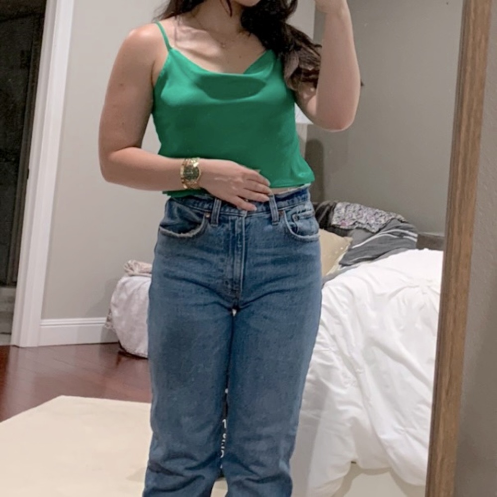 Silky Green Crop Top